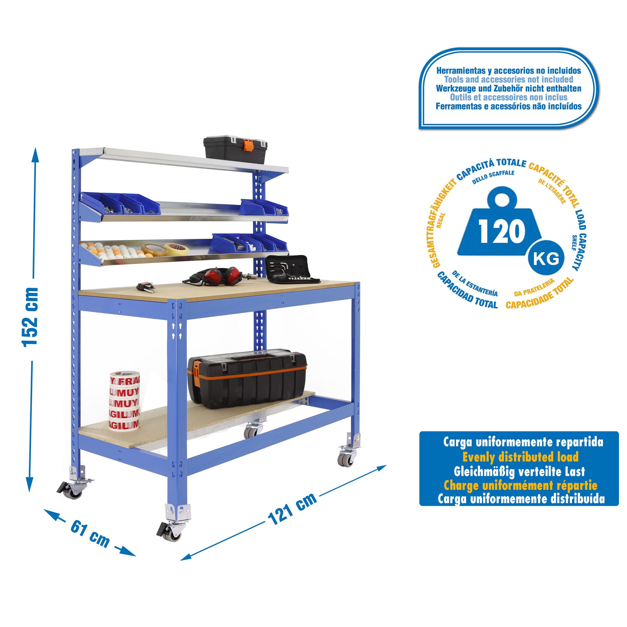 Simonrack Simonwork Tavolo Da Lavoro Mobile Bt1 1200 In Metallo Blu SIMONRACK