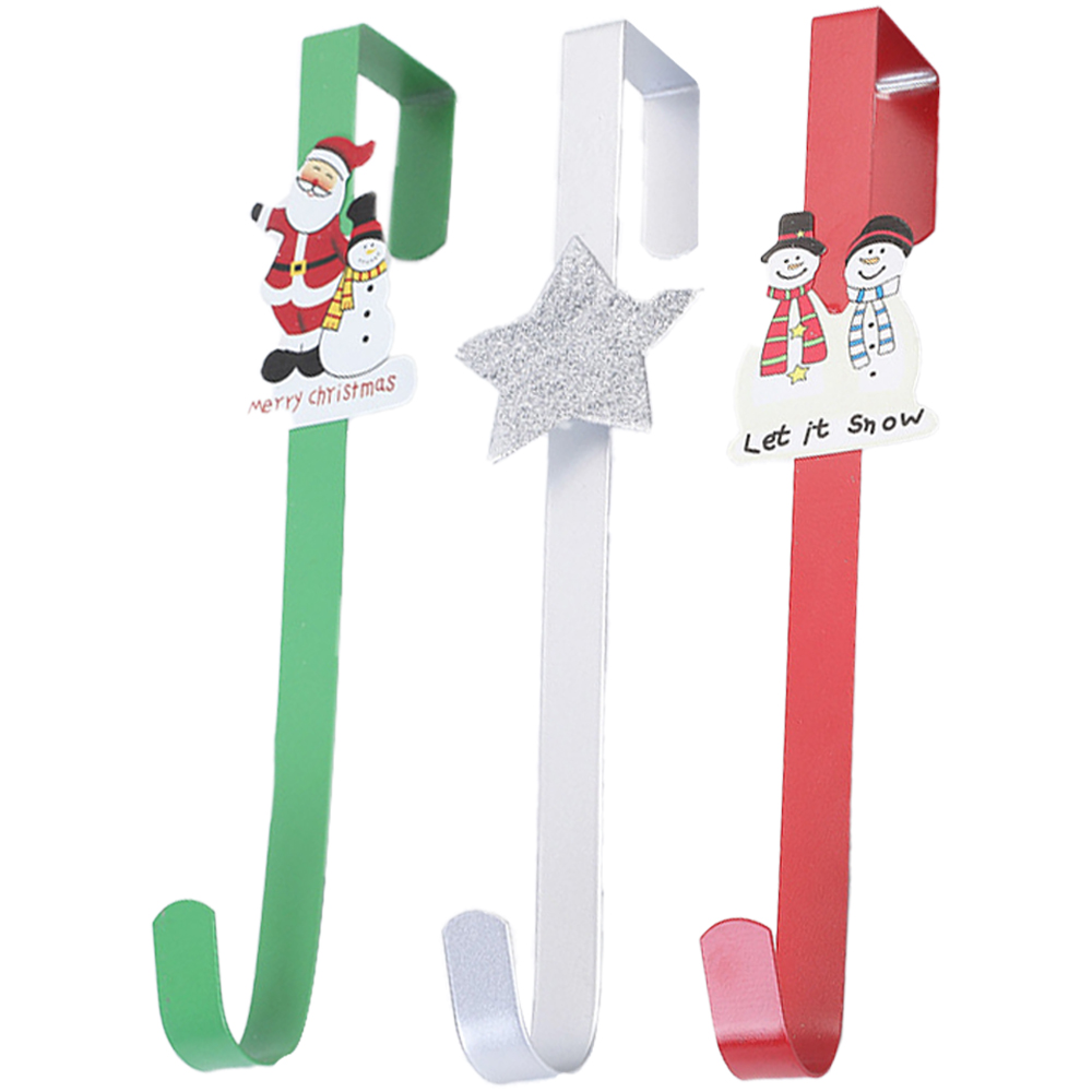 Crochet métallique à suspendre à la porte pour couronne de Noël, rouge, 2 pièces