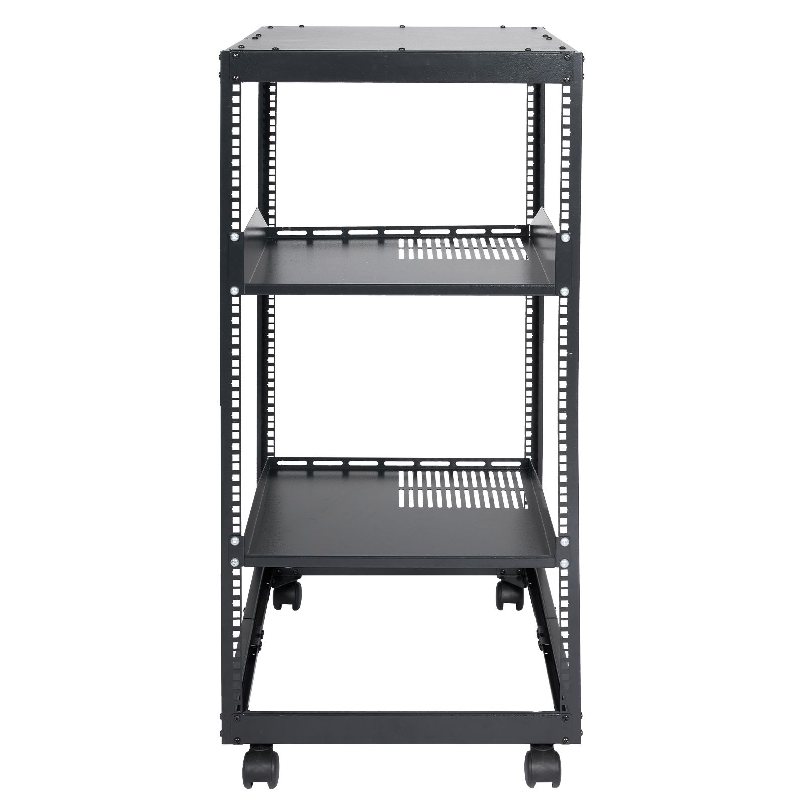 Bâti serveur ouvert 20U à profondeur réglable, 4 montants avec roulettes, noir