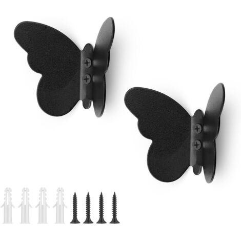 Crochets double patère en acier inoxydable noir mat, crochets gauche et droit, lot de 2