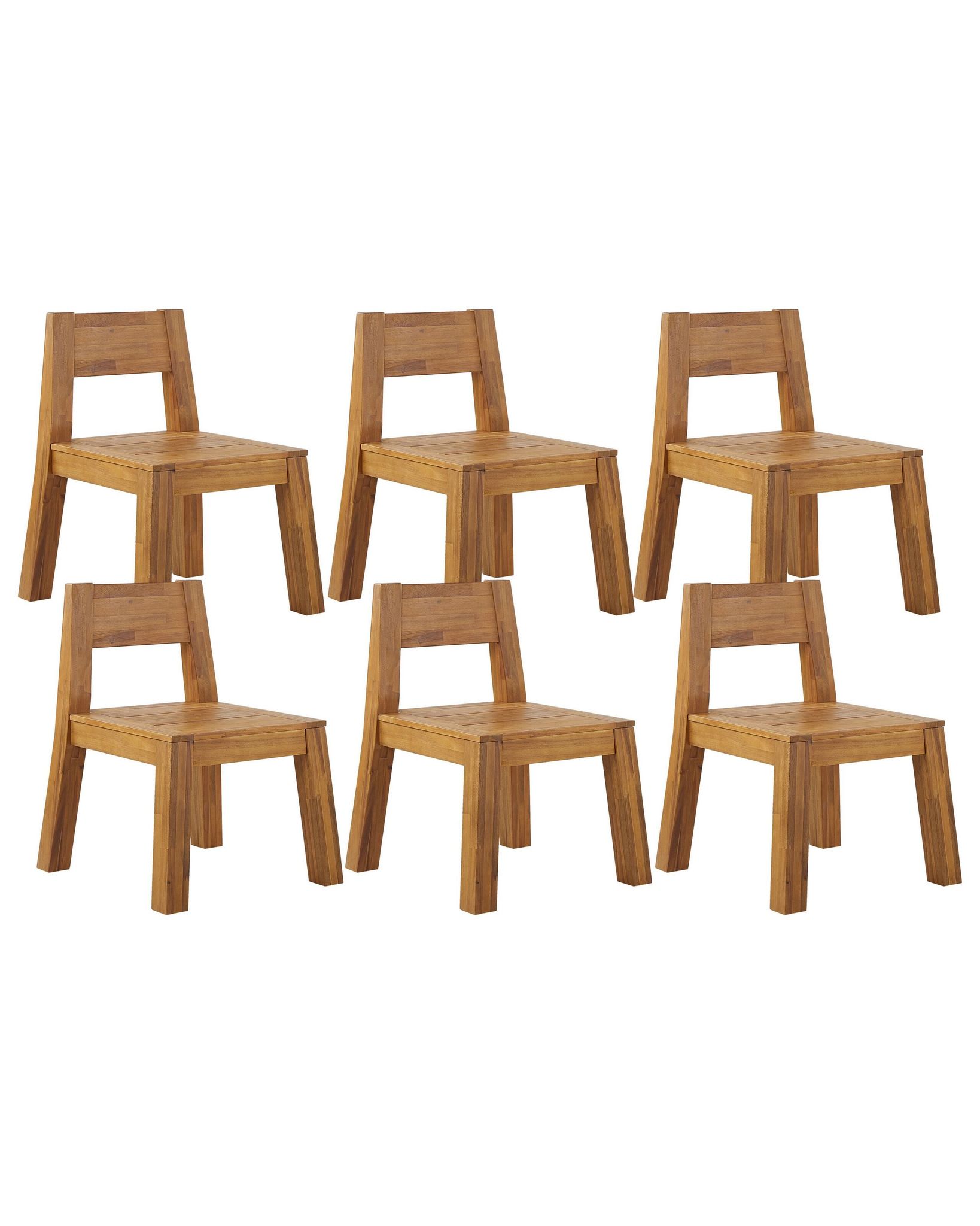 Beliani Set Of 6 Garden Chairs Livorno Acacia Wood Brown