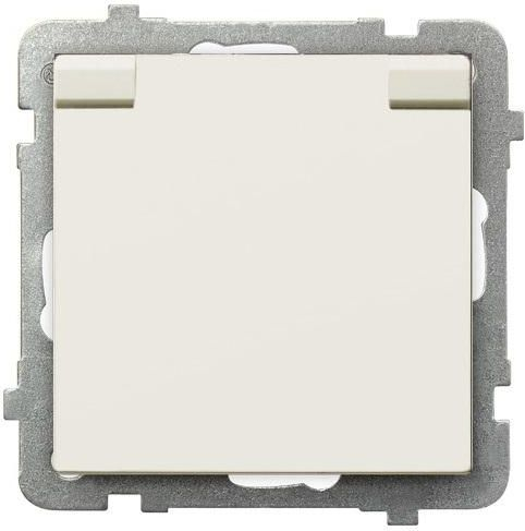 Ospel Beige Sonata Spritzwassergeschützte Steckdose Mit/Mit Ip44-Klappe Ecru Gph-1Rz/M/27/W