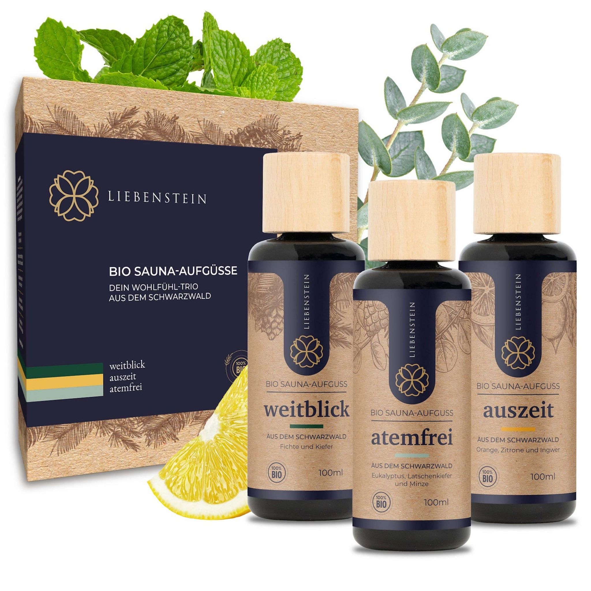 Liebenstein Violett Bio Saunaaufguss Set “Wohlfühl-Trio” - 3X 100Ml Sauna Aufguss