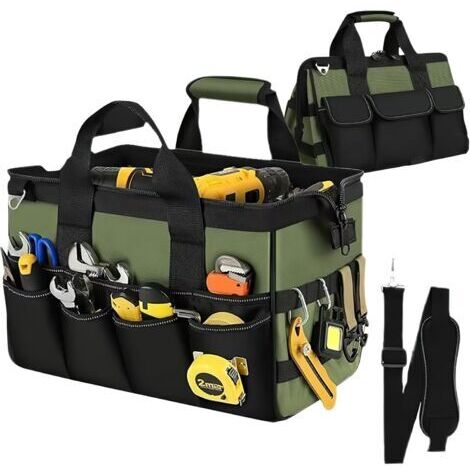 Sac à outils à bandoulière 21 compartiments, polyester 600D, 40 cm, pour électriciens