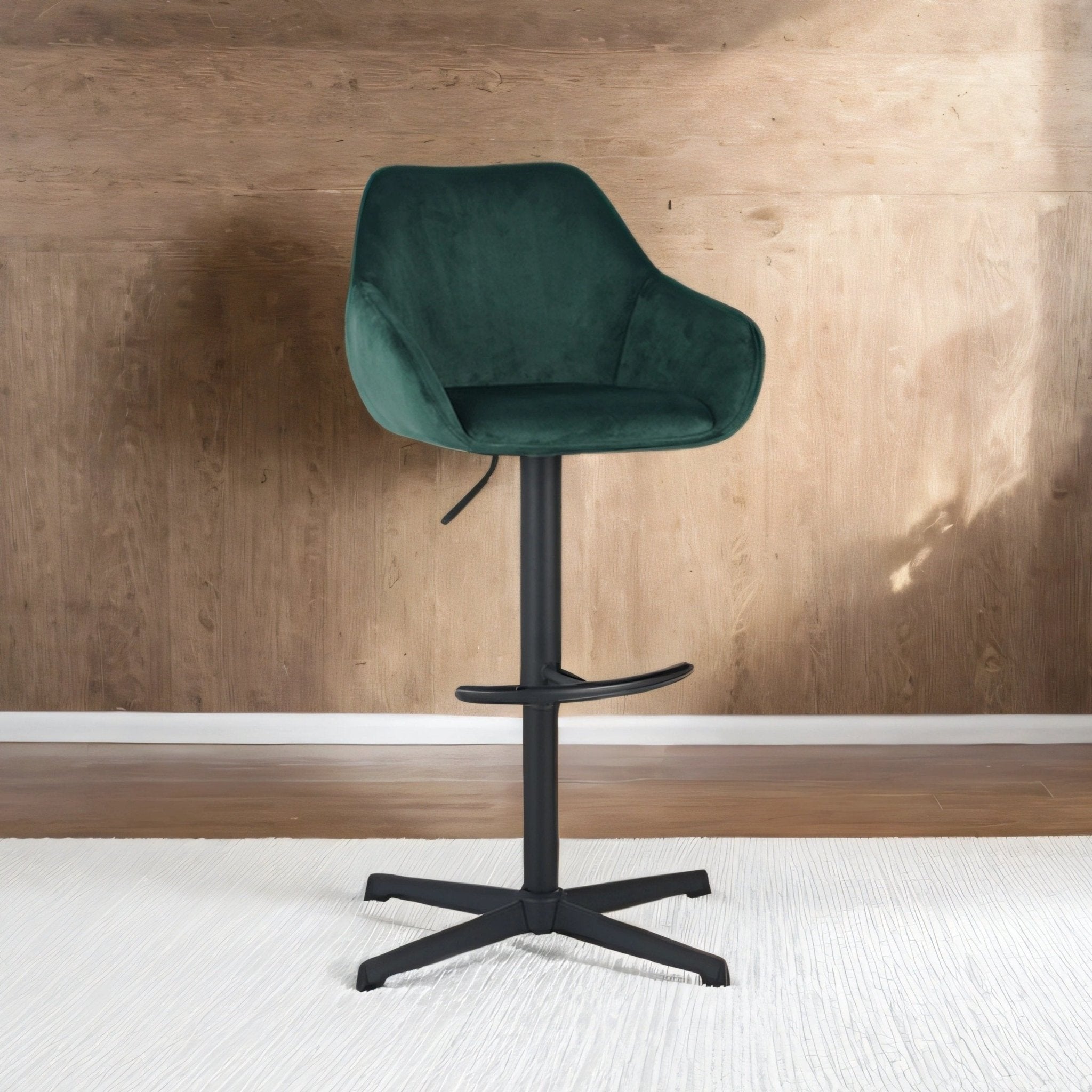 Dimehouse Gift Barhocker Grün Samt - Verstellbarer Drehbarer Barstuhl Mit