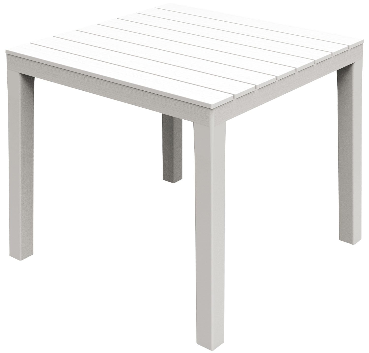 Ipae Progarden - Quadratischer Weißer Tisch 80x80 Cm In Harzeffekt Von Bali -holzlatten