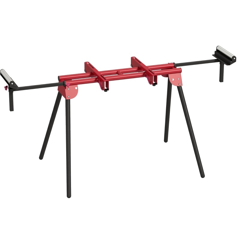 Support pour scie à onglets pliable en métal, charge 150 kg, roulettes extensibles 94 à 195 cm, bras réglables
