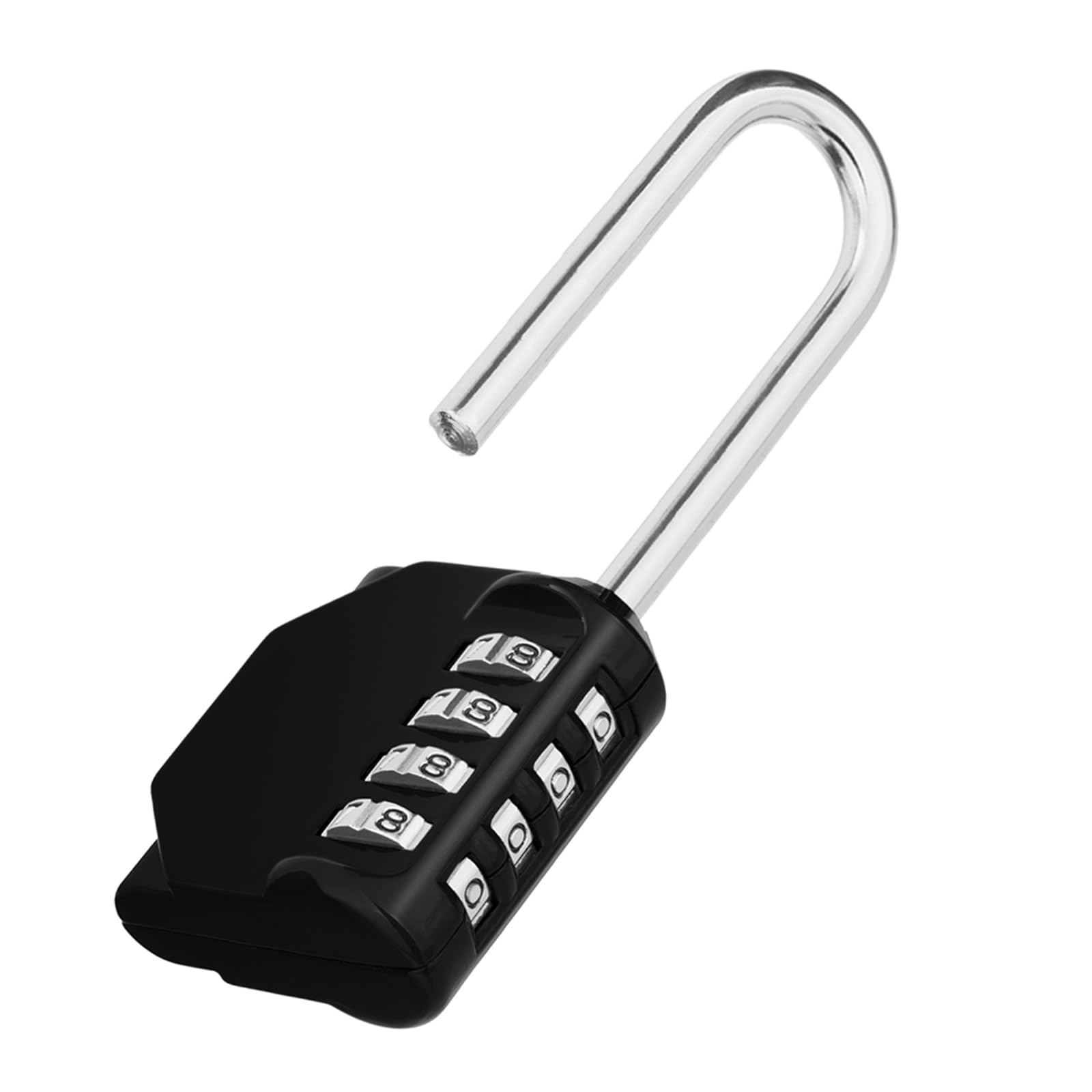 Cadenas à code 4 chiffres à anse longue en alliage de zinc, pour portail, abri de jardin et casier, 1 pièce noir