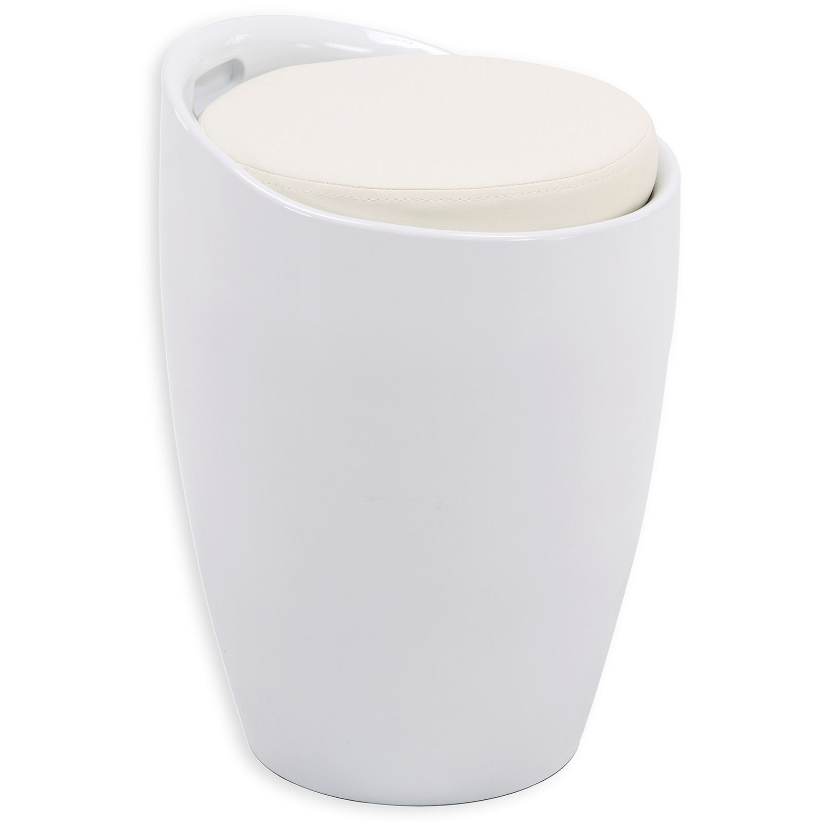 Idimex - Tabouret Coffre De Rangement Daniel, Blanc