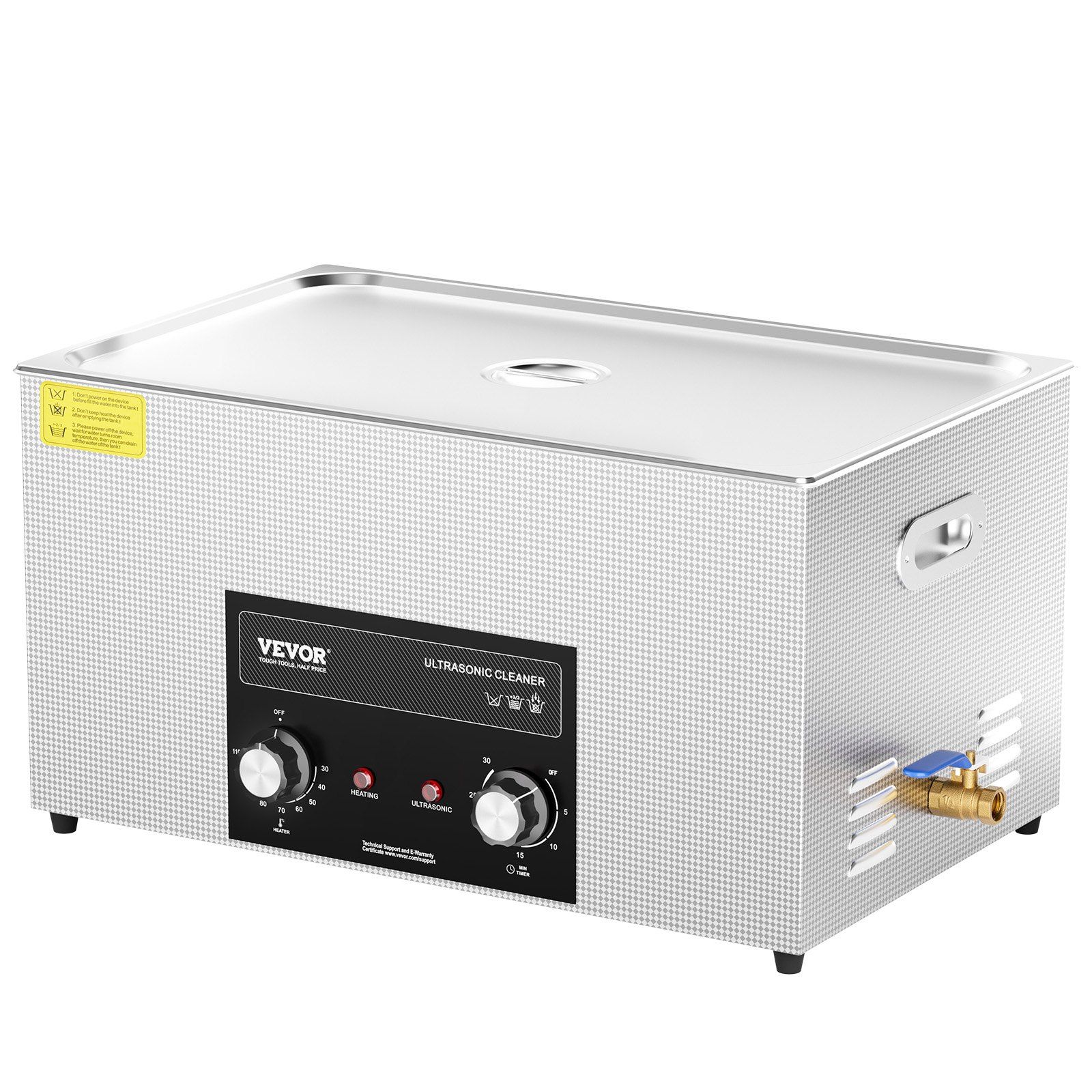Nettoyeur ultrasonique 22 L avec chauffage et minuterie, 480 W, panier inclus, pour pièces mécaniques et outils