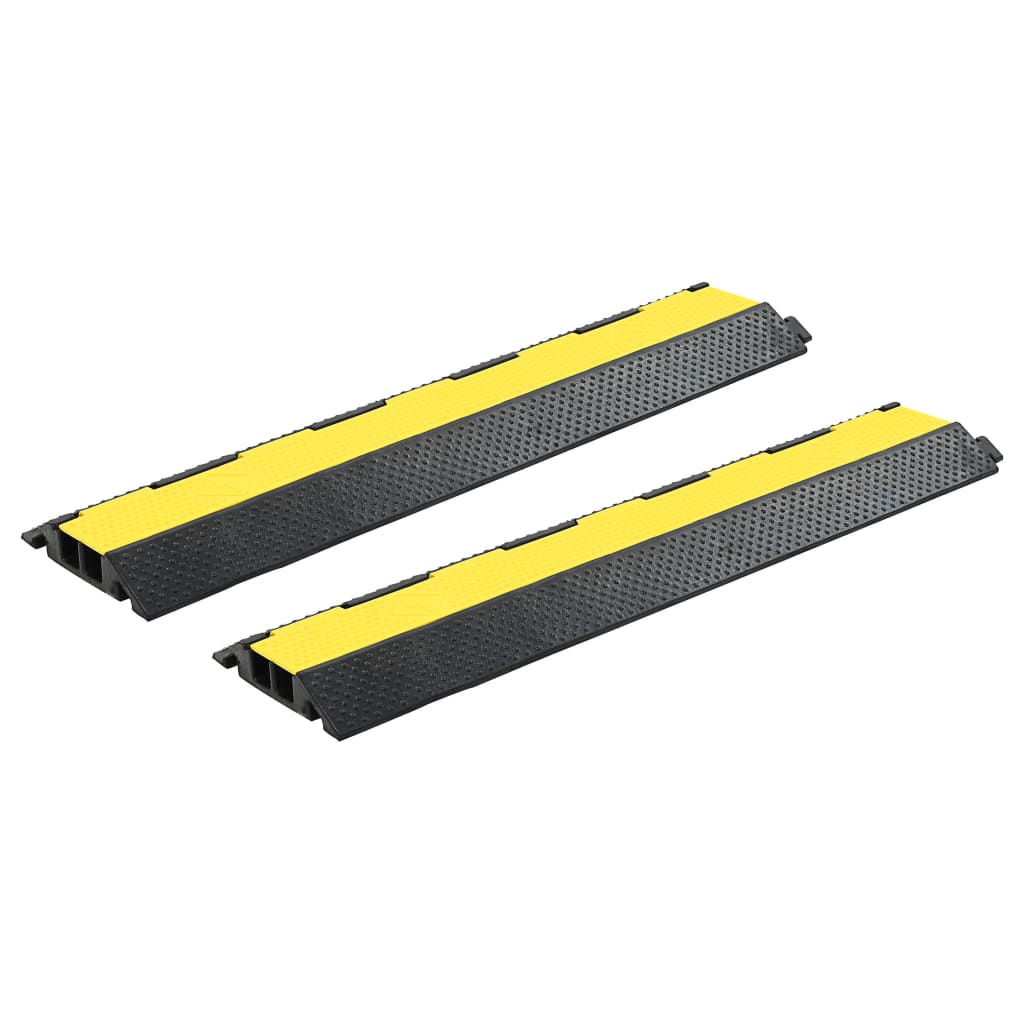 Vidaxl Schwarz Cable Protector Ramps 2 Pcs 2 Channels Rubber 101,5 Cm(2X142834)