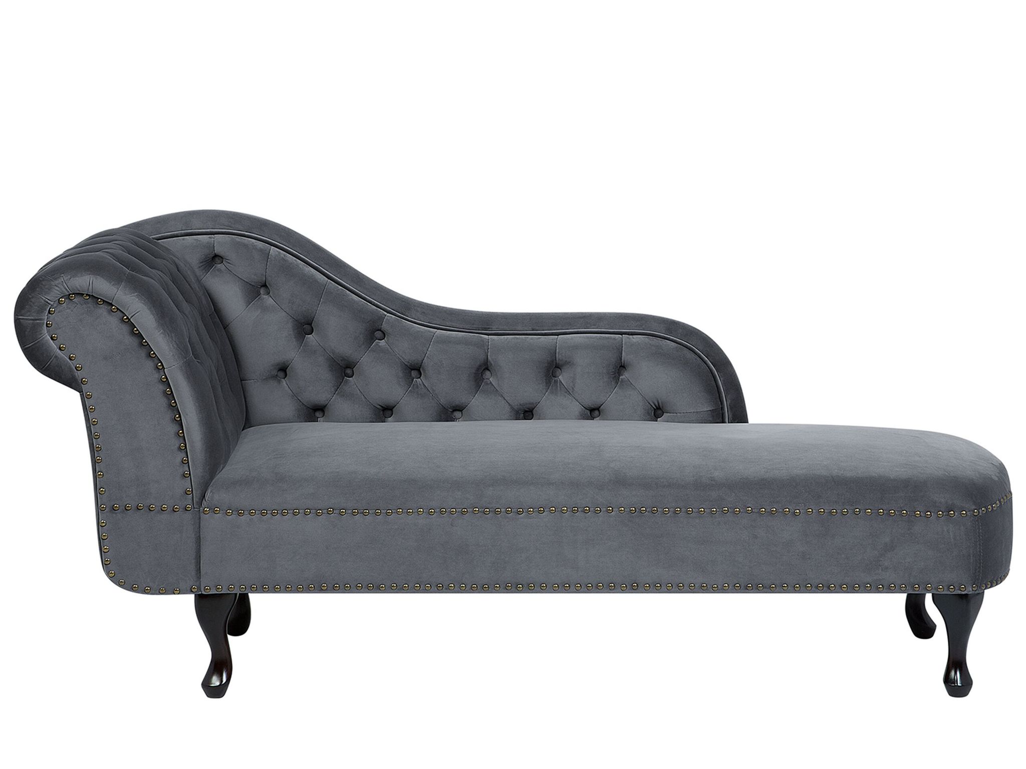 Beliani - Chaiselongue Linksseitig Grau Samtstoff Holzfüße Glamourös