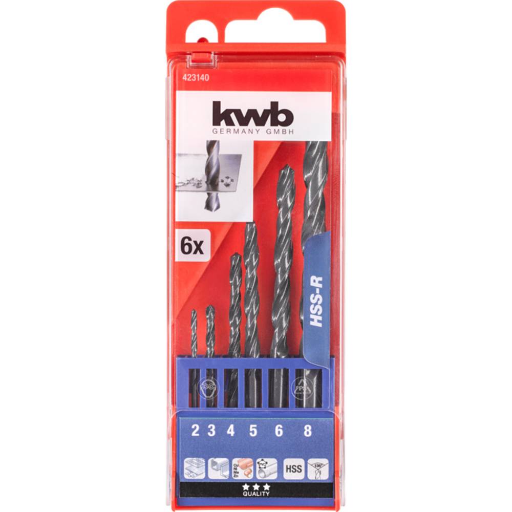 Kwb - 423140 Hss Jeu De Forets Pour Le Métal 6 Pièces 2 Mm, 3 Mm, 4 Mm, 5 Mm, 6 Mm, 8 Mm Din 338 Tige Cylindrique 1 pièce R967731 — photo de l’offre ManoMano