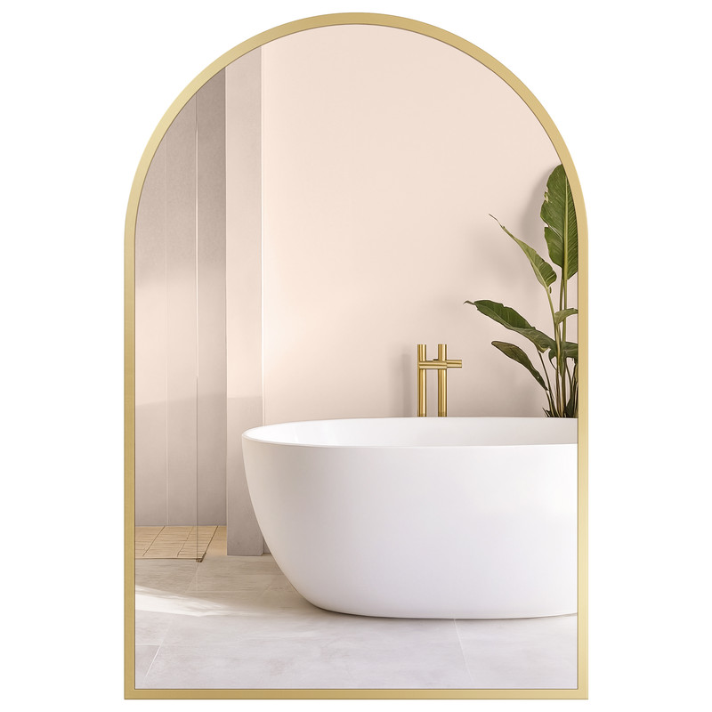 Songmics – Miroir Mural Arqué 91 X 61 Cm – Verre Trempé Avec Film De