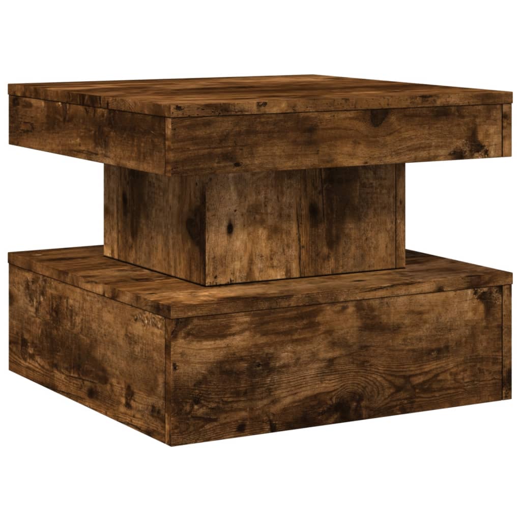 Table Basse Avec Lumières Led Chêne Fumé 50x50x40 Cm