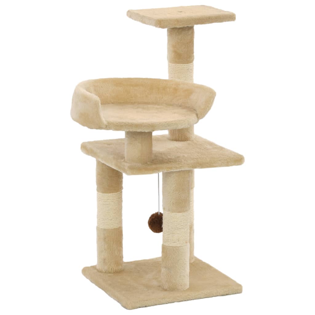 Cat Tree With Sisal Scratching Posts 65 Cm Beige Vidaxl