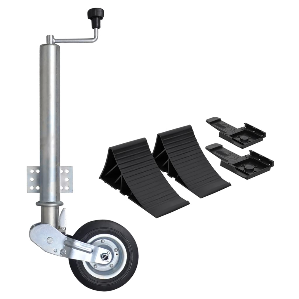 Trailer Jack Wheel 60 Mm With Wheel Chocks Vidaxl