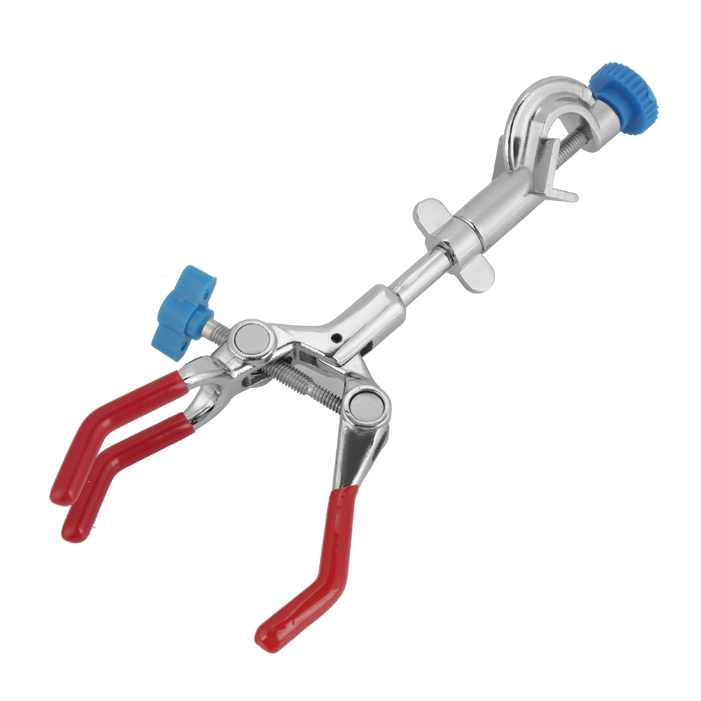 Pince à flacon réglable avec rotule à trois branches, support de tube à essai et condenseur, métal, 22 cm