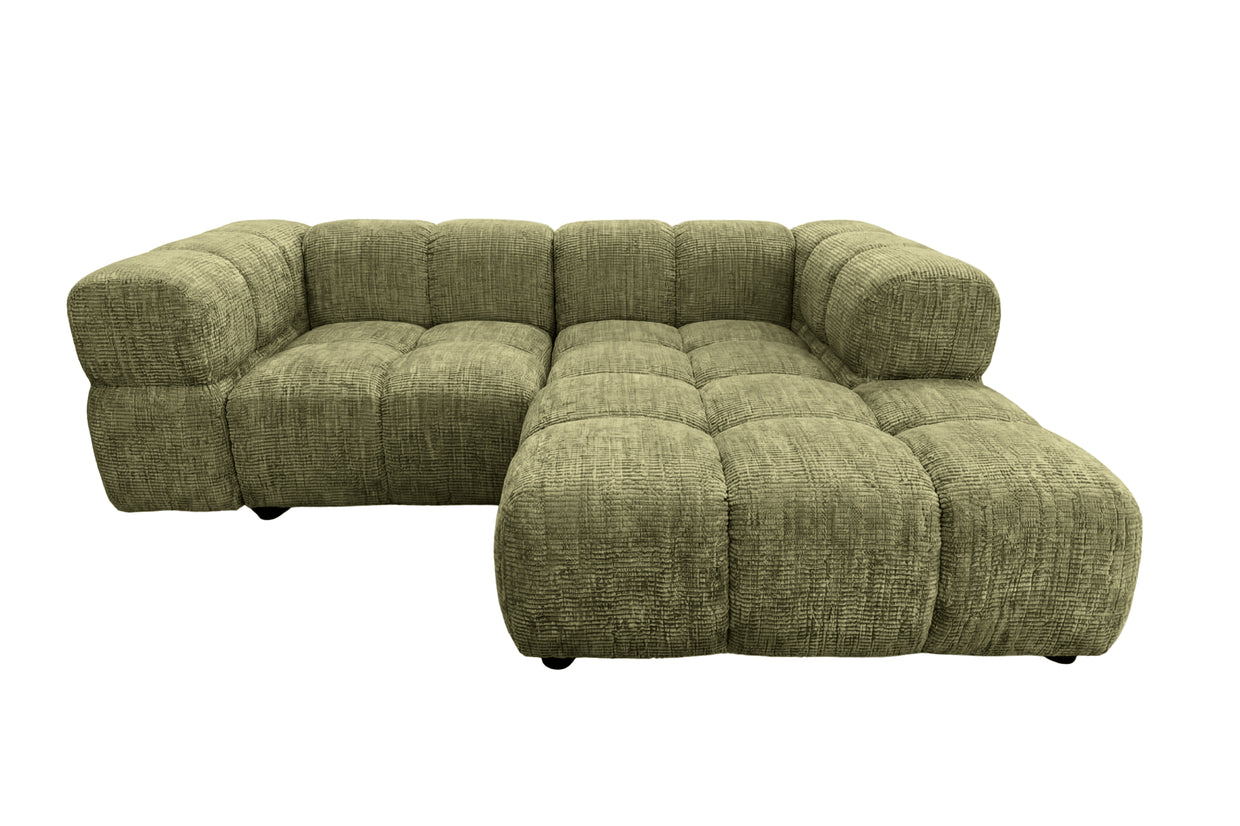 Gustave - Canapé D'Angle Tissu Chenille 4 Places Vert Droit
