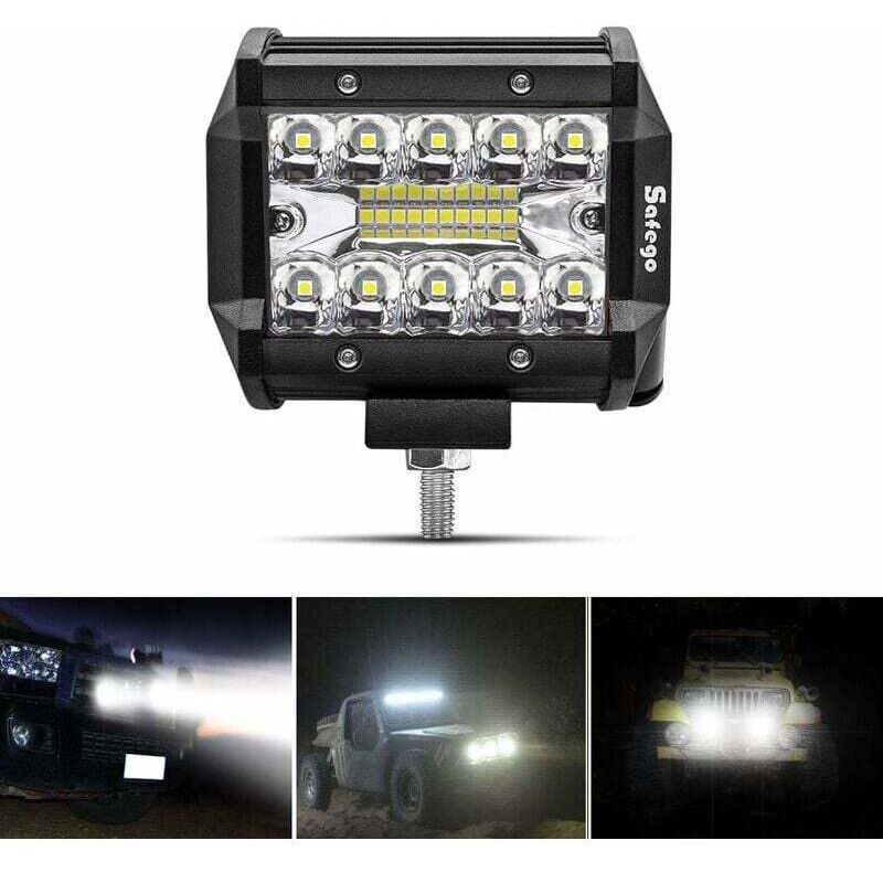 Faro Da Lavoro A Led Da 4" 60w, Barra Led, Faro Anteriore 10800lm, Impermeabile Ip67, Fendinebbia Per Auto, Fuoristrada, Trattore, Camion, Suv, Atv, Barca, 12v 24v, Luci Diurne