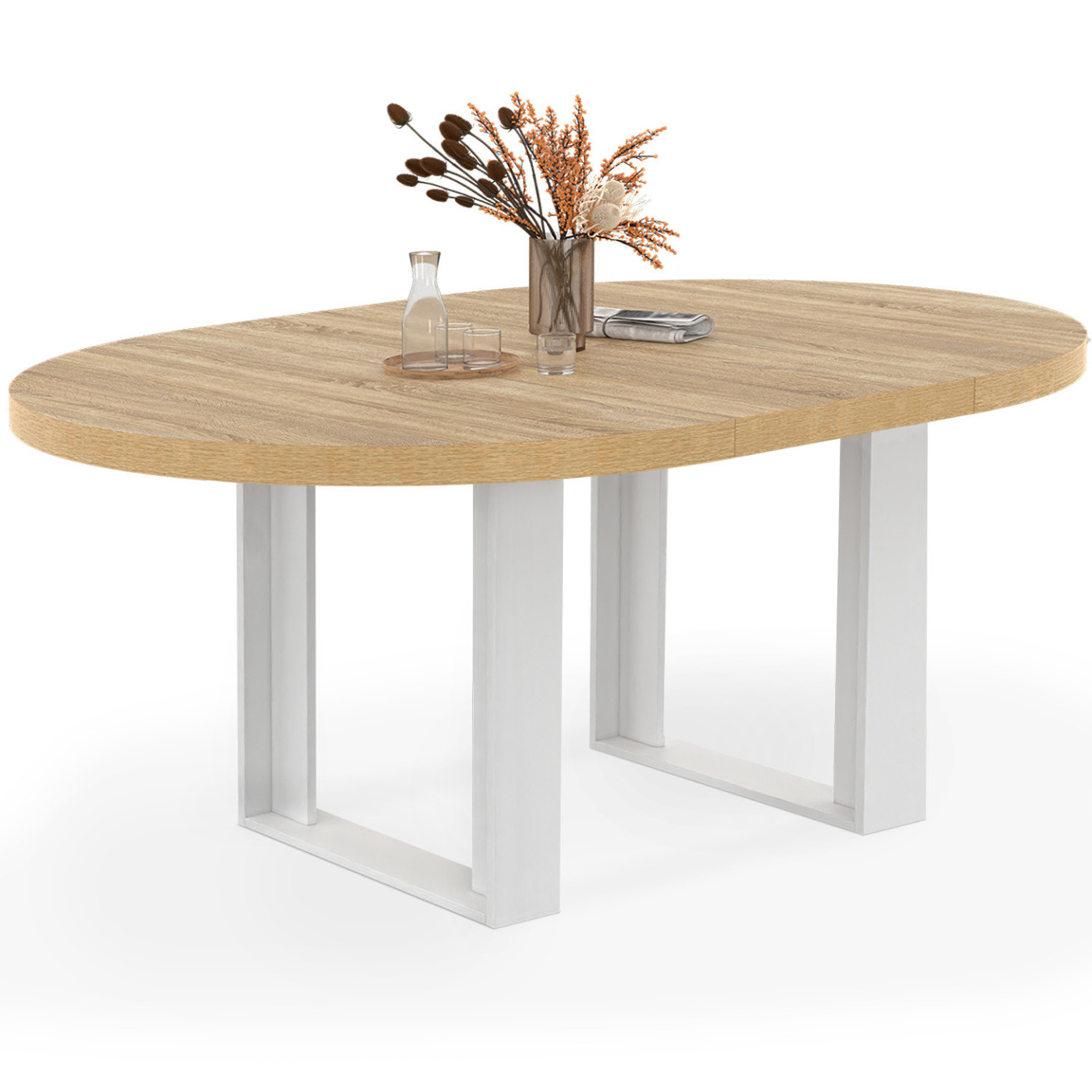 Idmarket - Table À Manger Extensible Ronde Phoenix 4-6 Personnes Bois