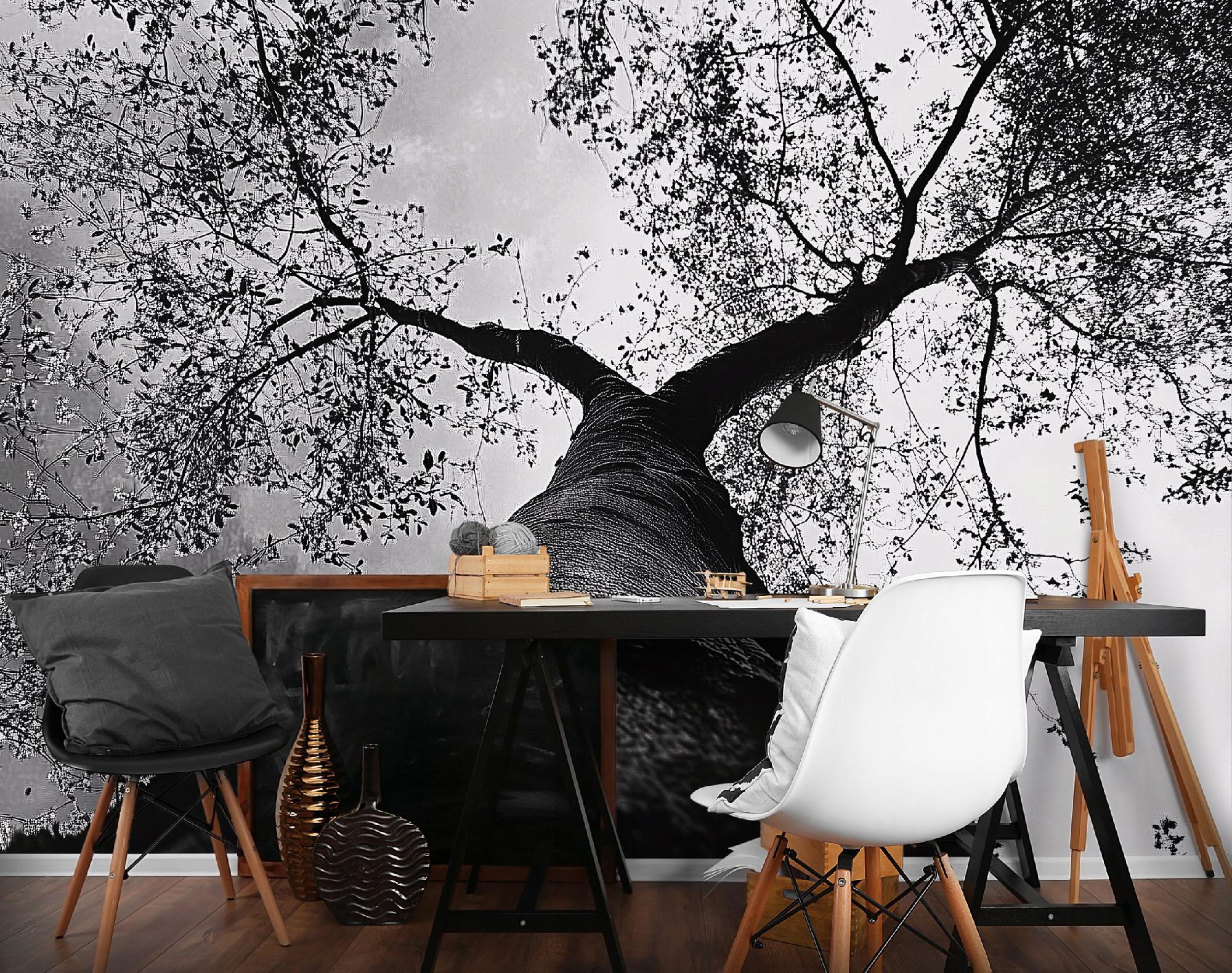 Wallarena Vlies Fototapete Baum 150x105 Cm, Tapeten, Für Wohn Und Schlafzimmer, Vliestapete Wandtapete Tapete 3d Effekt- Inkl. Kleister - Natur Zweige Schwarz