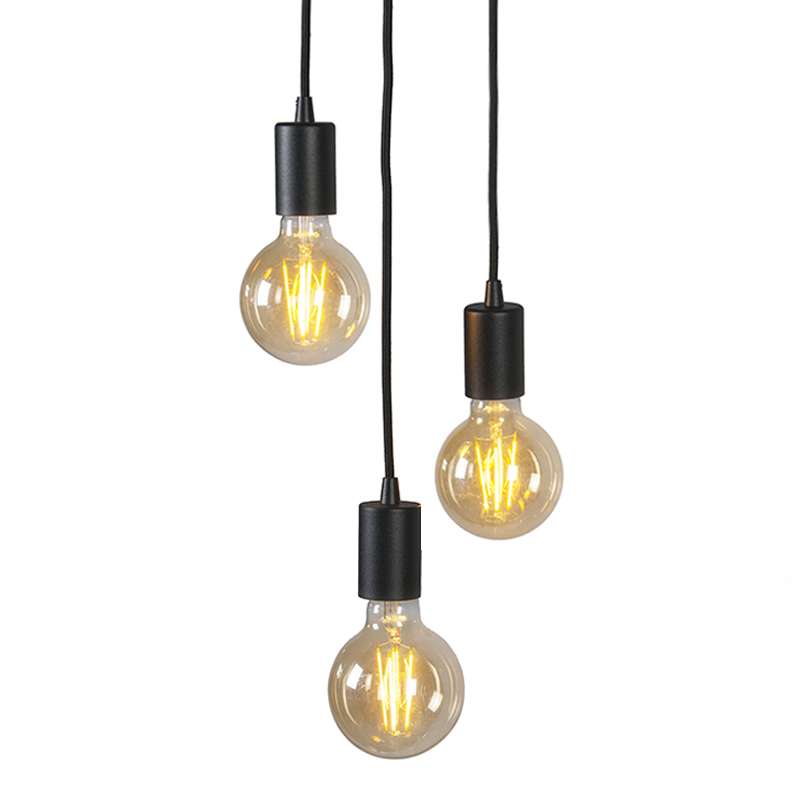 Qazqa Smart Industrial Pendant Light Black Incl. Wifi G95 3-light - Facil