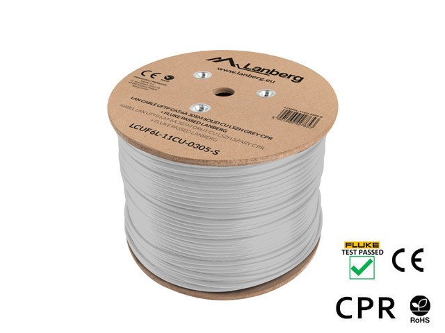 Lanberg bulk cable - 305 m - pantone cool grey 5C - Grau - 305m - Bild 6