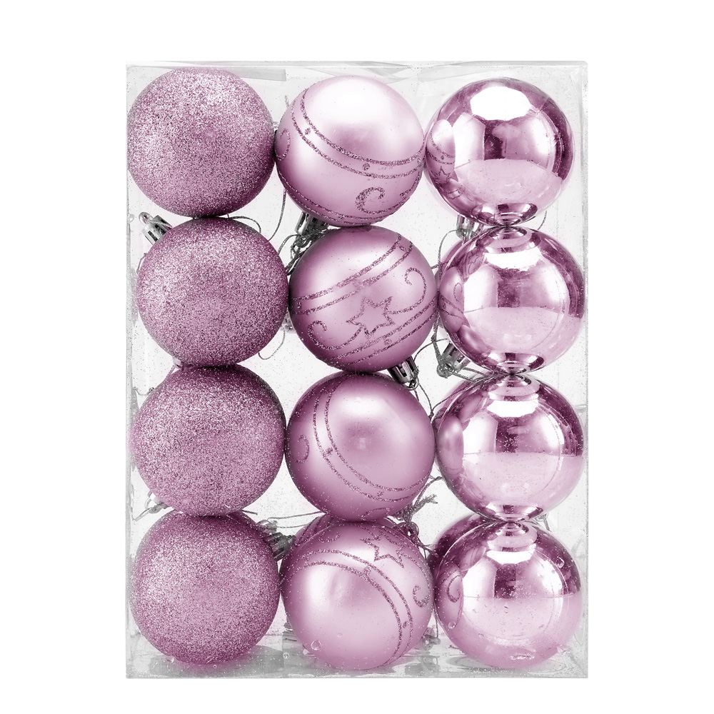 Christbaumkugeln Ø 6cm Kunststoff Matt Glänzend Christbaumschmuck Anhänger Weihnachtsbaumkugeln Weihnachtsdeko Weihnachtsbaum Pink/rosa 24er Set - Casaria