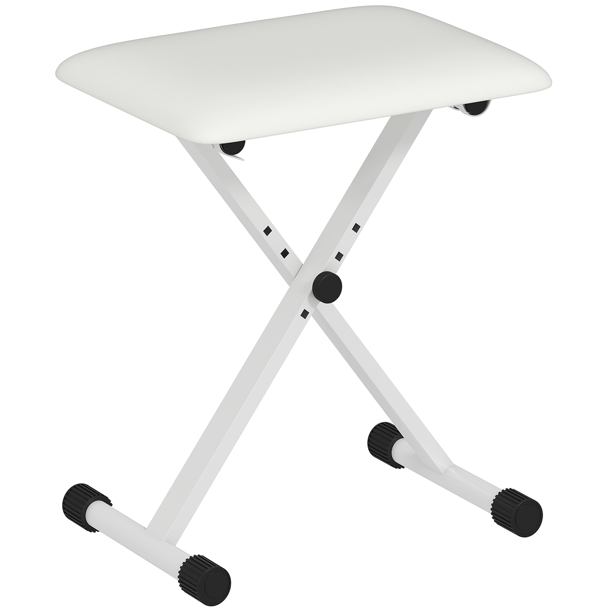 Tabouret de piano pliable réglable en hauteur, assise rembourrée PU, 37-47 cm, blanc