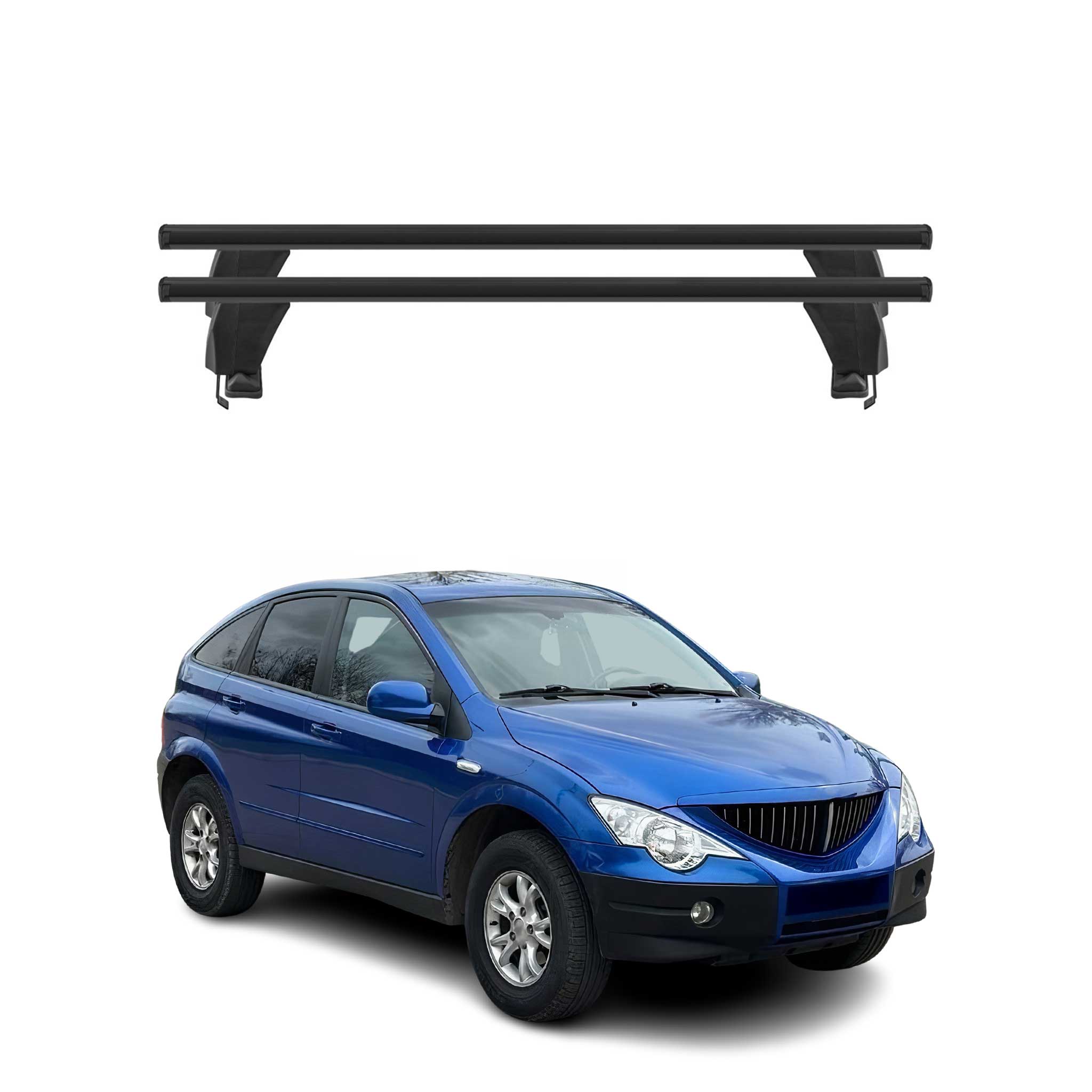 Omac Dachträger Querträger Alu Für Ssangyong Actyon 2006-2011 – Abschließbar – T-Nut – City-Crash-Getestet – Max. 50 Kg Schwarz 8698797458979