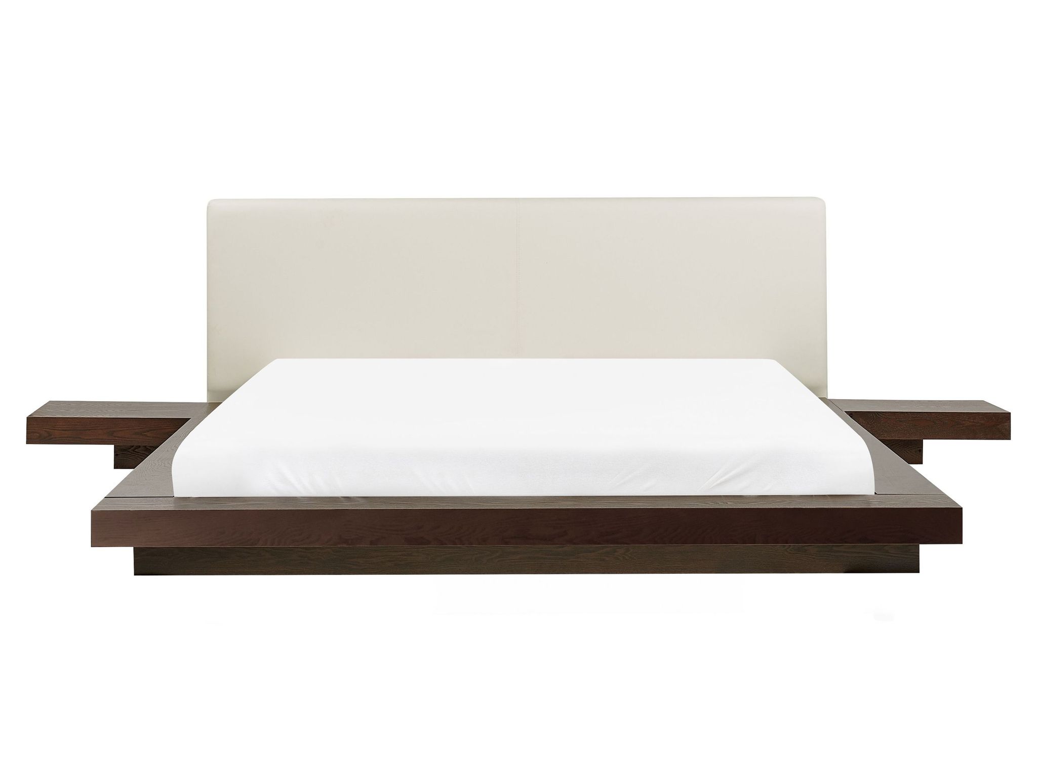 Beliani Wasserbett Dunkle Esche Mdf/kunstleder Holzfurnier 160 X 200 Cm Japanischer Stil