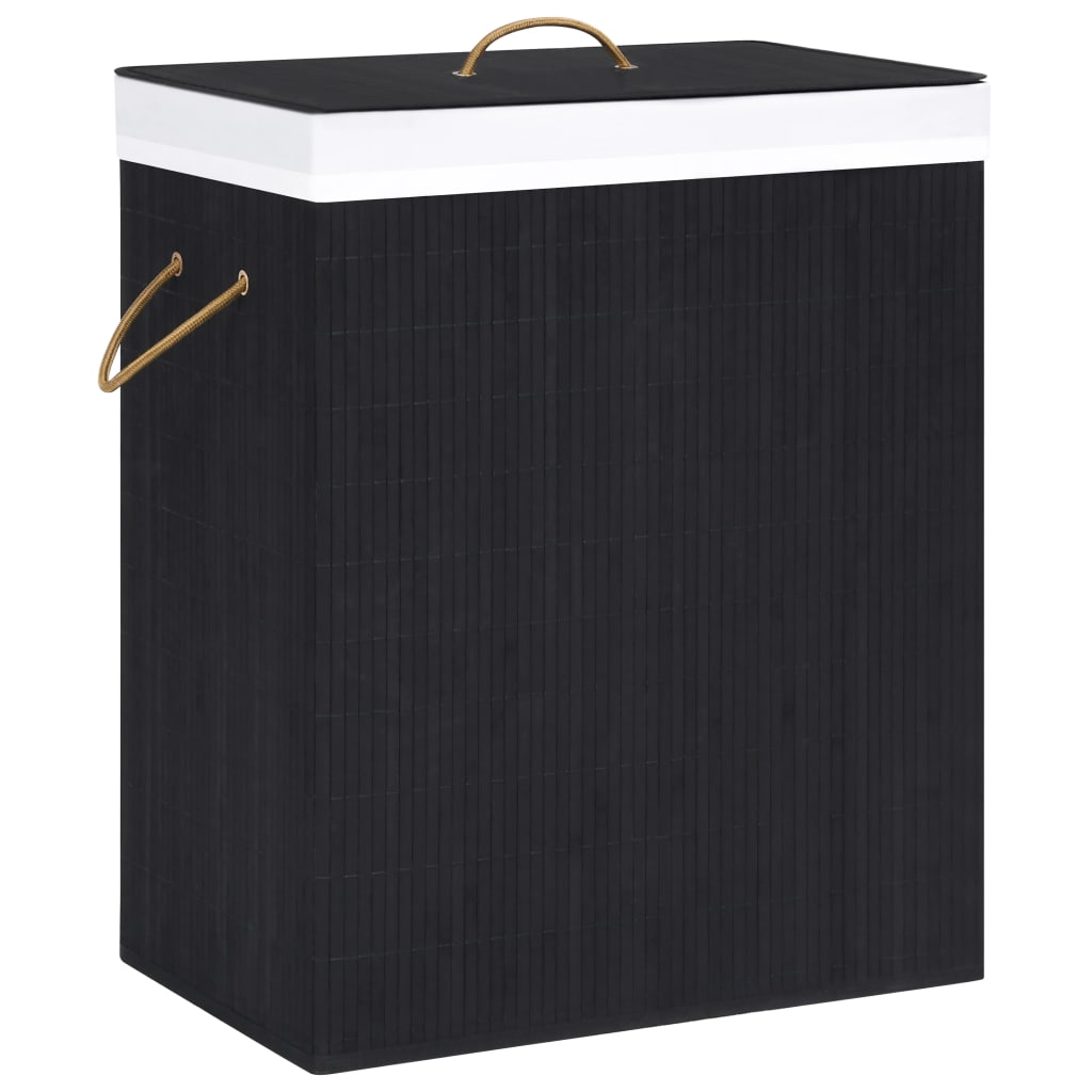 Bamboo Laundry Basket Black 100 L Vidaxl