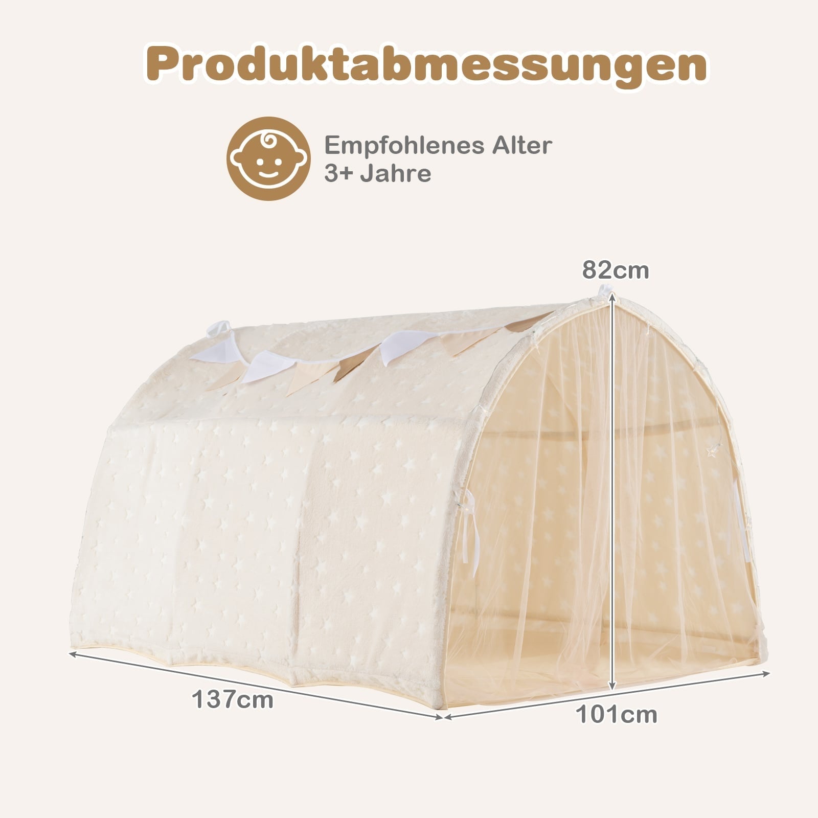 Tente De Lit Pour Enfants Avec Etoiles Lumineuses Et Rideaux En Filet