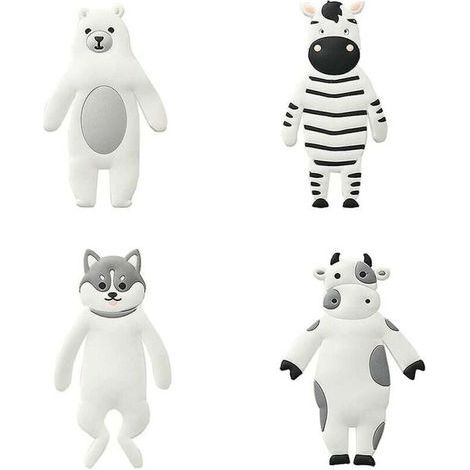 Crochet mural en forme d'animal en PVC, adhésif, blanc, lot de 4