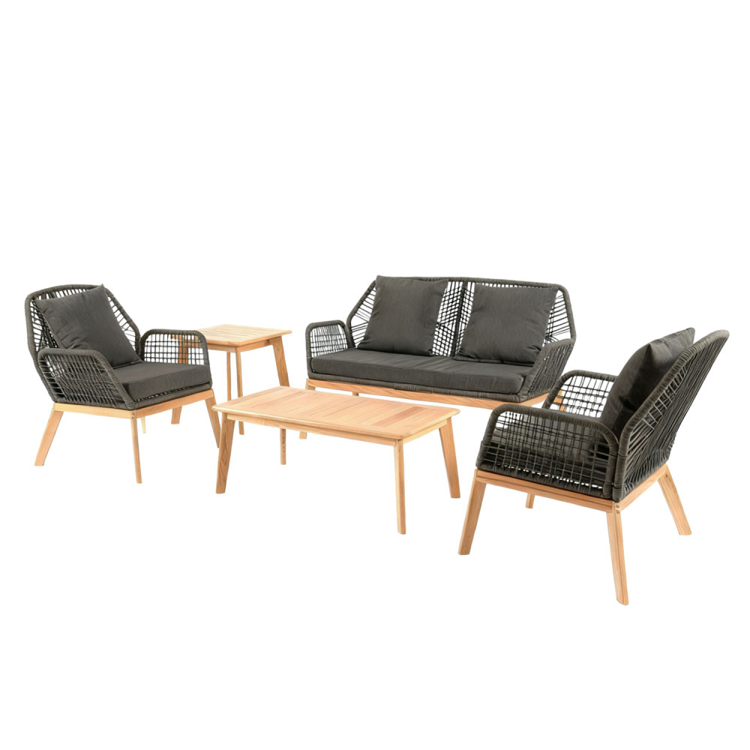 Concept-Usine Conjunto de Muebles de Jardin de Madera para 4 Plazas con 2 Mesas