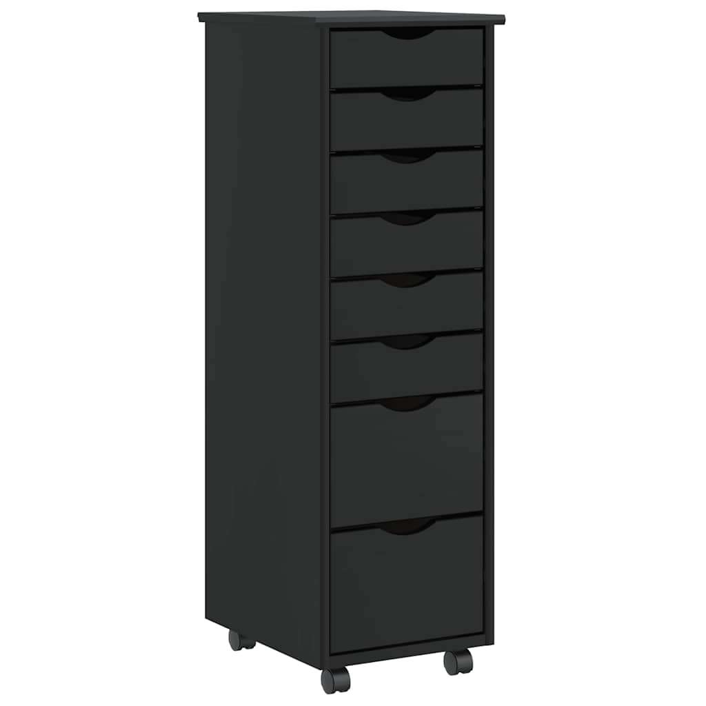 Rolling Cabinet With Drawers Moss Black Solid Wood Pine Vidaxl