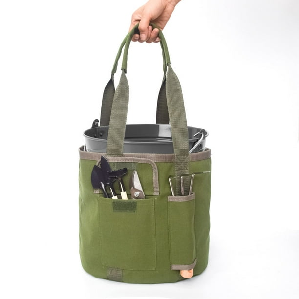 Seau de rangement en toile imperméable pour outils de jardin, 30,5 cm de diamètre, 29,2 cm de haut