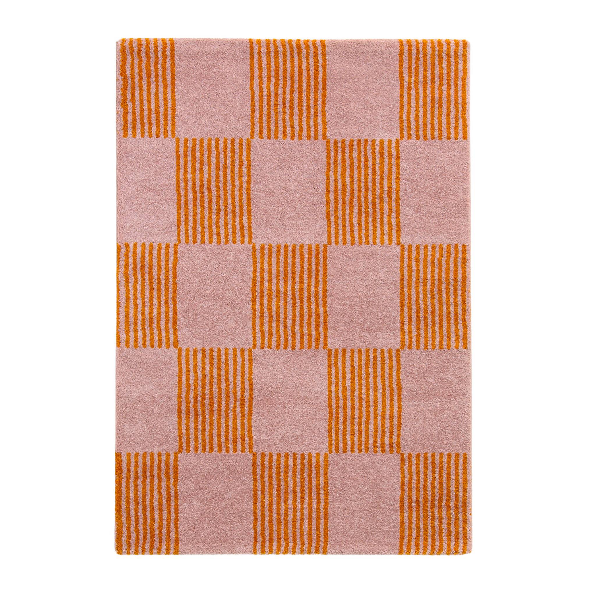 Sweeek Interior Checkered Rug Orange And Pink, Fergew, 230x160 Cm