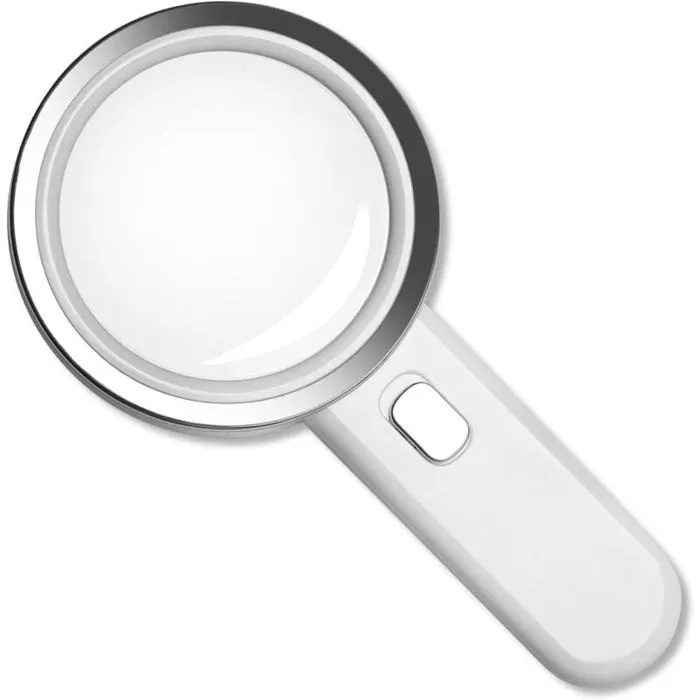 Loupe à main éclairante 30x, lentille en verre 90 mm sans distorsion, LED