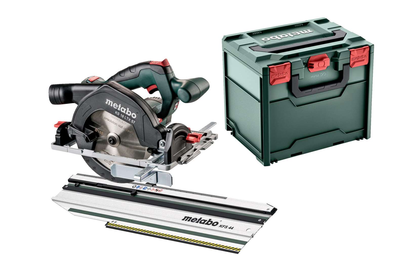 Metabo Akku-Handkreissäge KS 18 LTX 57 set mit Kappschiene KFS 44; metaBOX 340