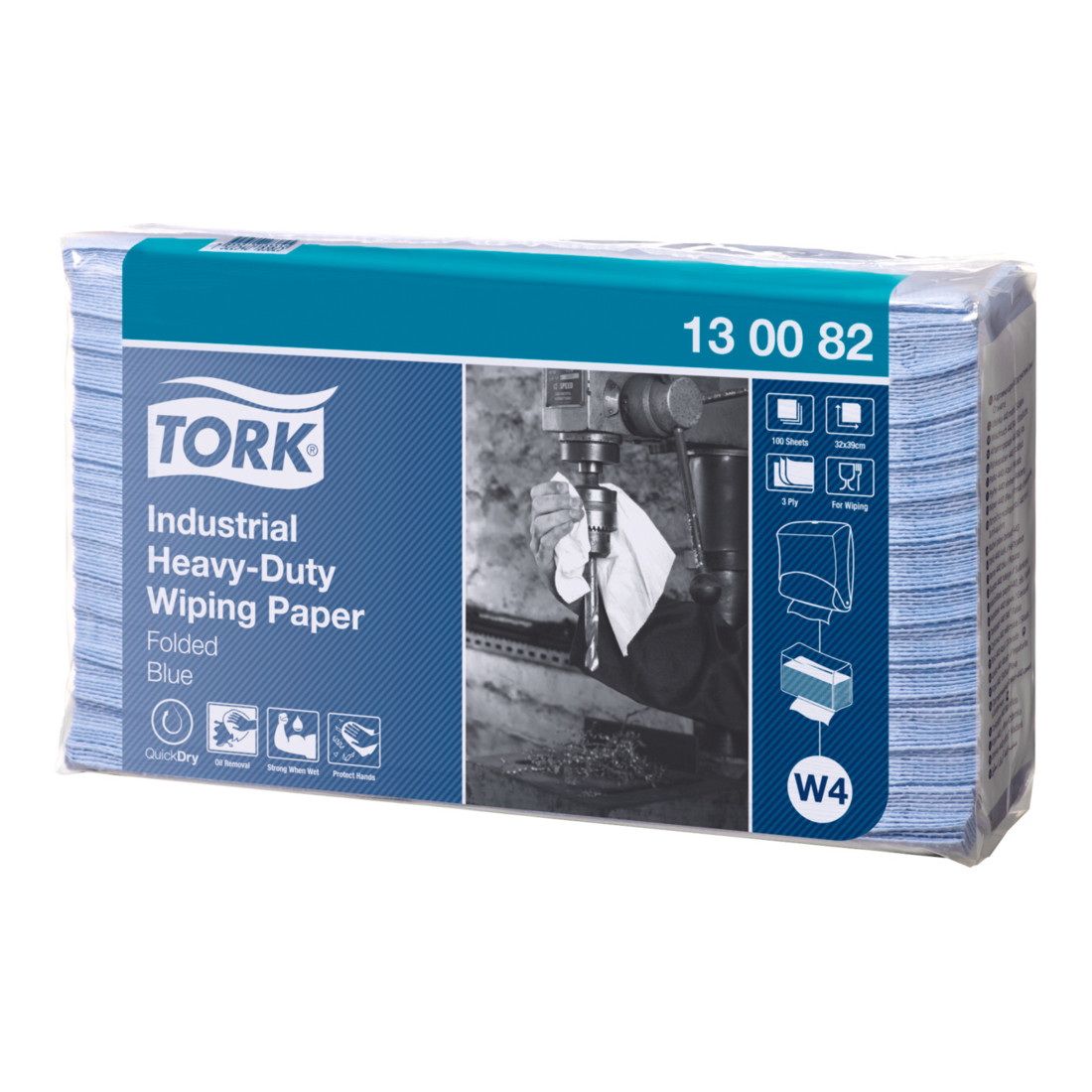 Wischtuch Tork W4 Extra Heavy Duty 3-lagig blau 324x385 mm - (5 Packungen à 100 Stück) - Image 4