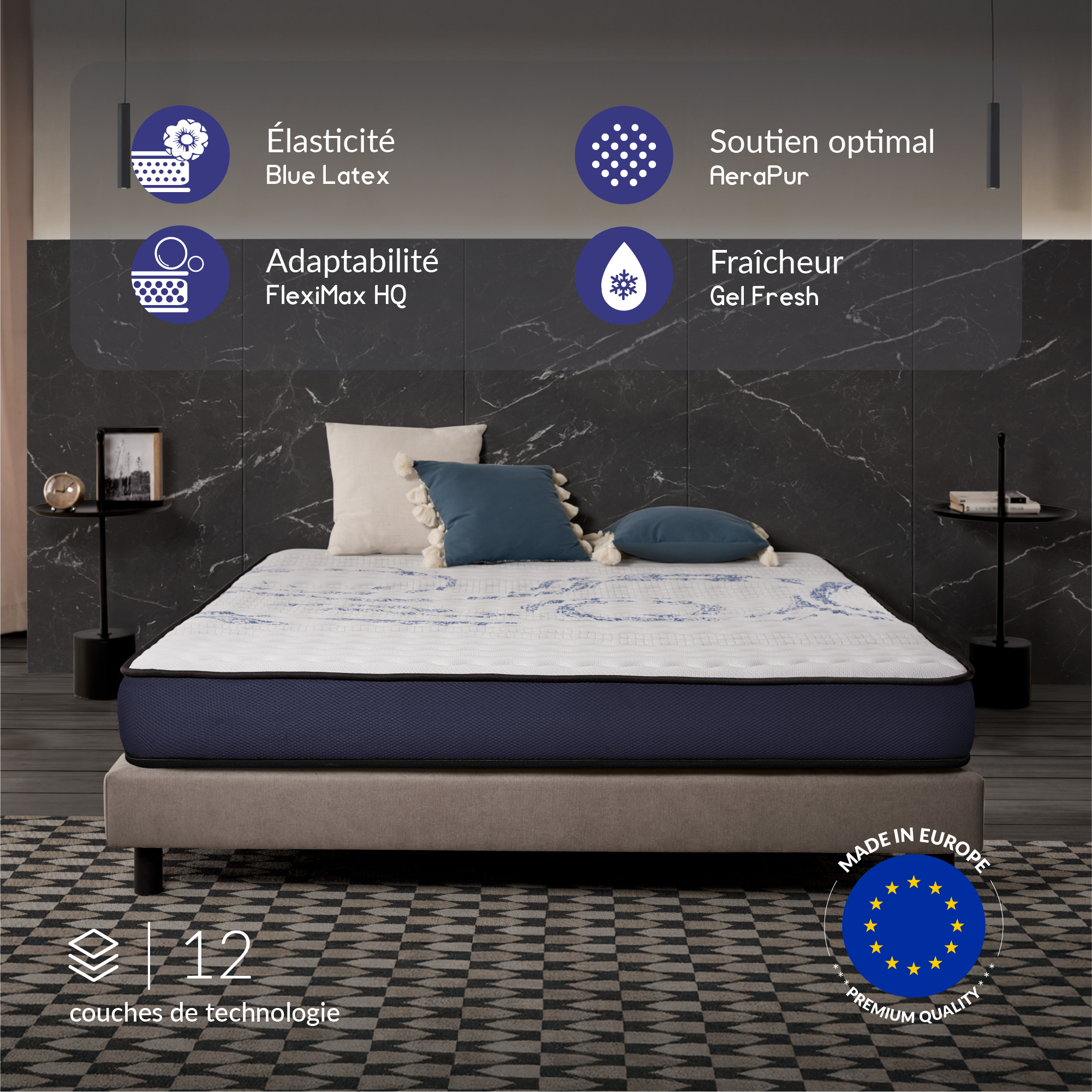Naturalex - Pack De 2 Matelas Perfect Sleep 70x190 Cm - Soutien Blue
