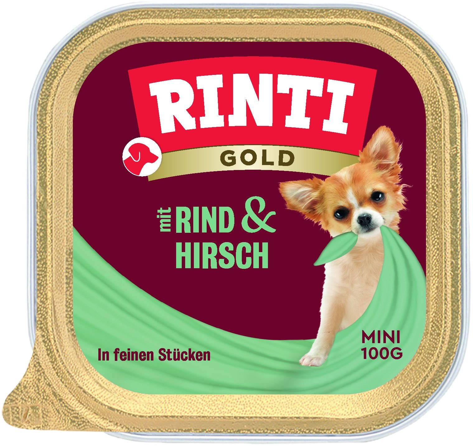 Rinti  Gold Mini  Vassoio 100g - Cervo Con Manzo 100g