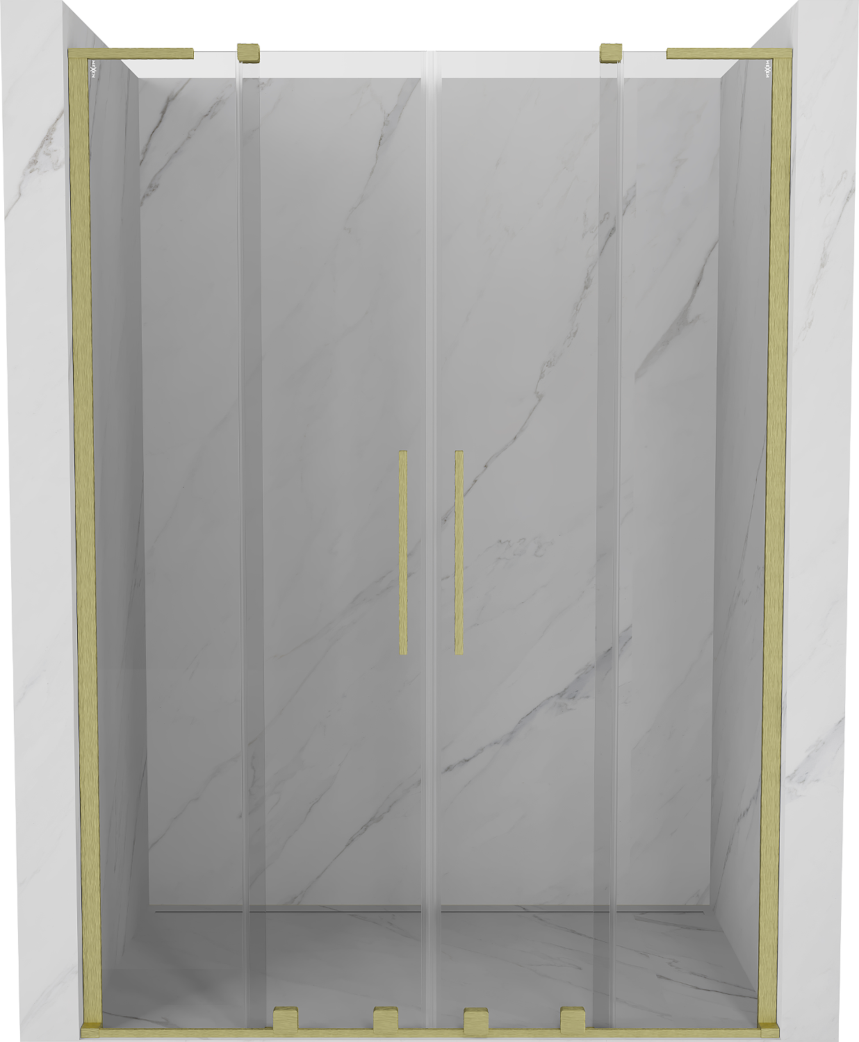 Velar L Duo Schiebeduschtür 150 Cm, Transparent, Gold Gebürstet - 871-150-003-02-55 - Mexen