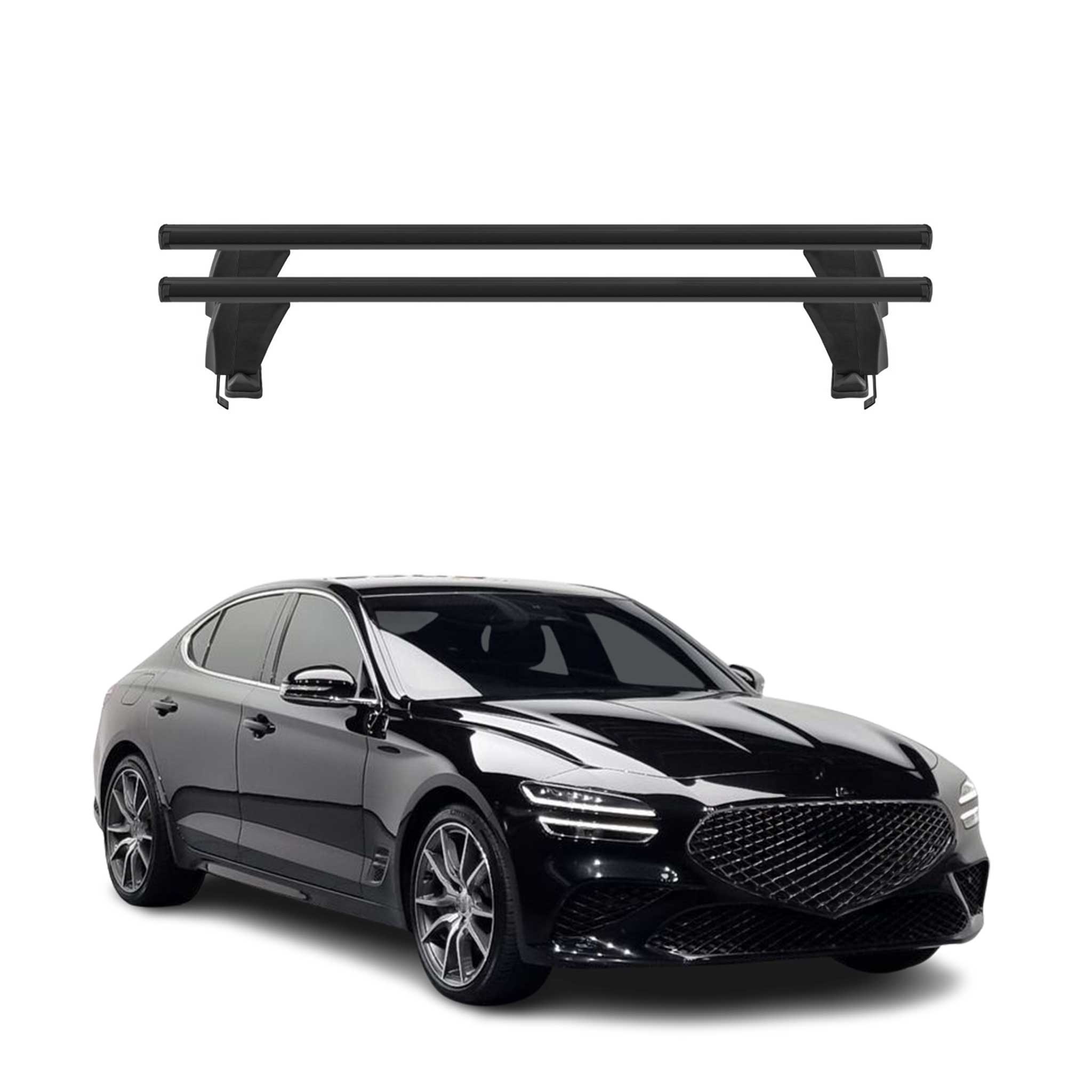 Omac Dachträger Querträger Alu Für Genesis G70 2018-2026 – Abschließbar – T-Nut – City-Crash-Getestet – Max. 50 Kg Schwarz 8698797432603