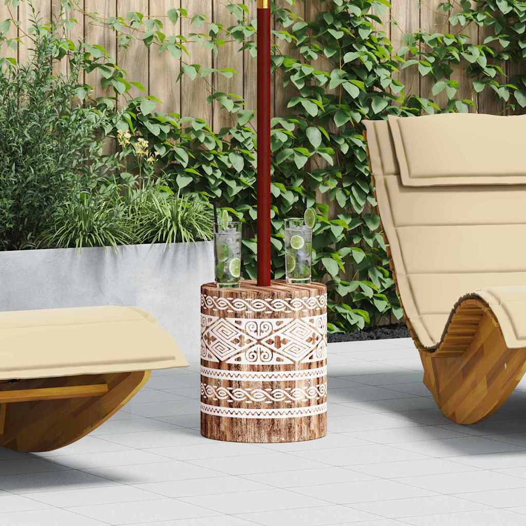 Pied De Parasol Autre Blanc Lavé Ø34 X 40 Cm Bois Massif Vidaxl