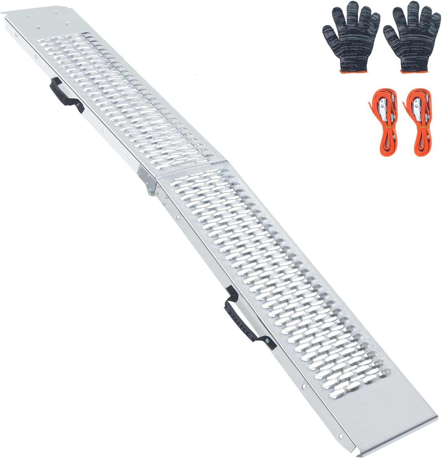 Rampe de chargement pliable en acier, rails latéraux surélevés et surface dentelée