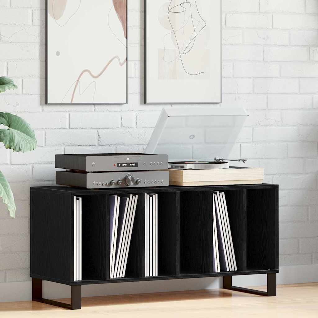 Meuble À Vinyles Chêne Noir 100 X 38 X 48 Cm Bois D'Ingénierie Vidaxl