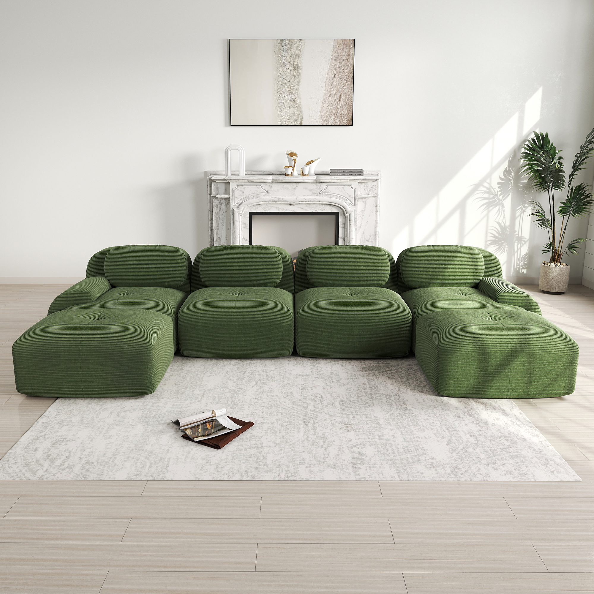 Eifson – Canapé Panoramique Modulable En U 388x178x75 Cm – Velours